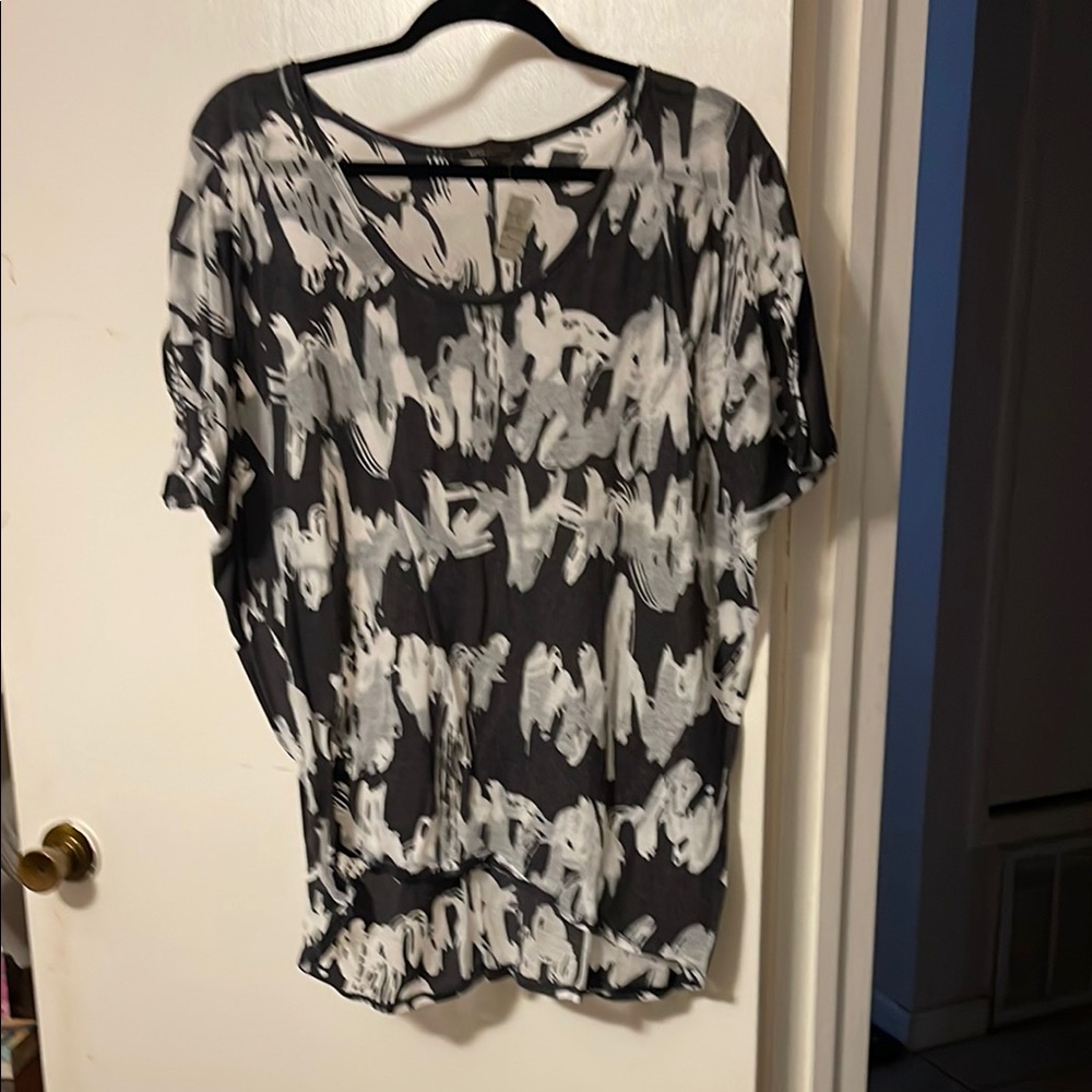 BCBGMaxAzria Black and White Boxy Blouse